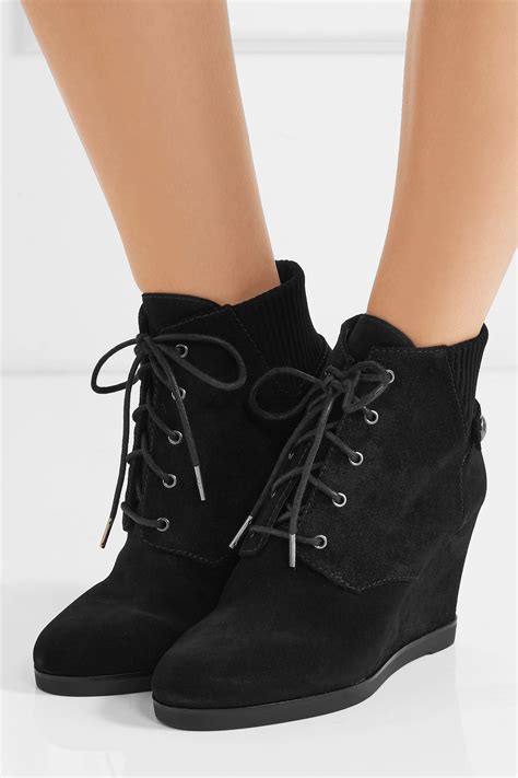 michael kors black suede wedge boots|michael kors boots high heel.